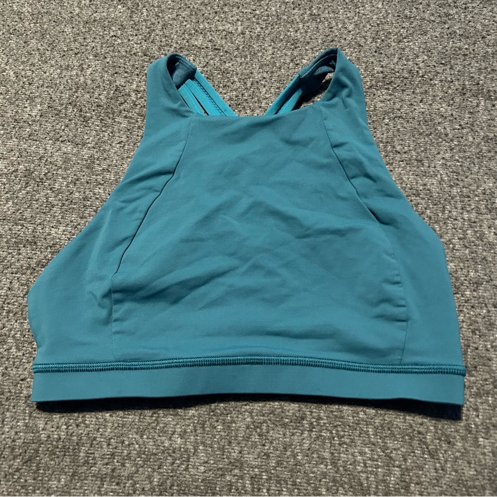 Lululemon Free to Be Serene Bra High Neck Size 4 C/D Cup Pacific Blue Teal Blue